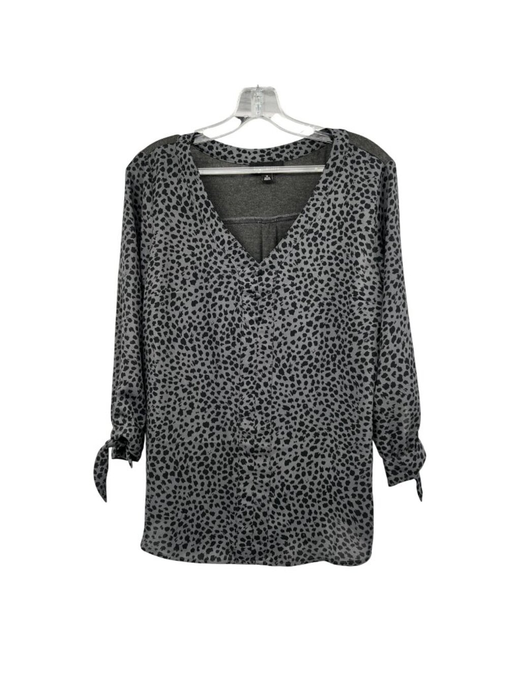 Fortune+Ivy Womens Pullover Top Mixed Media 3/4 Sleeve Gray/Black Medium